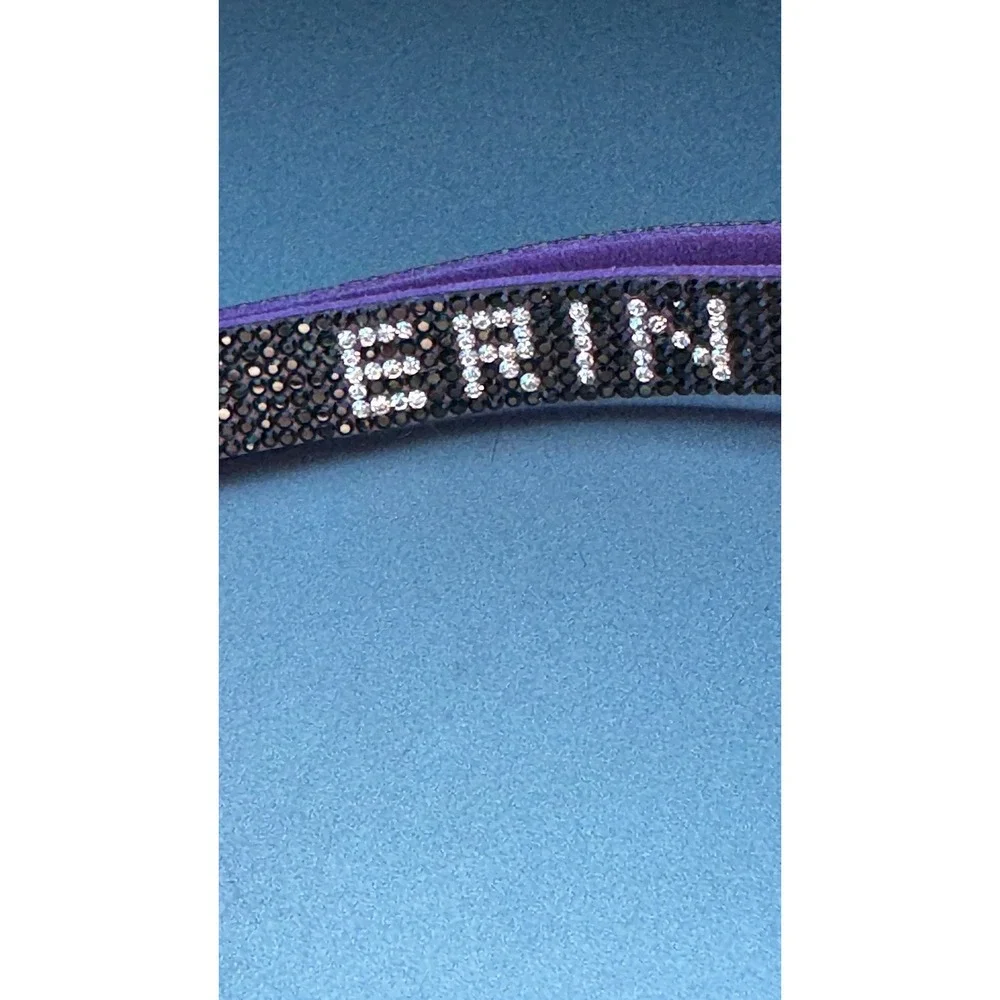 Erin Name Rhinestone Keychain Black Purple Crystal Wristlet‎ Strap  Ring